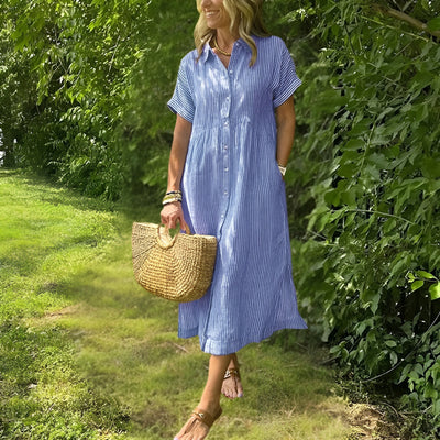Fioria™ Flattering Striped Shirtdress